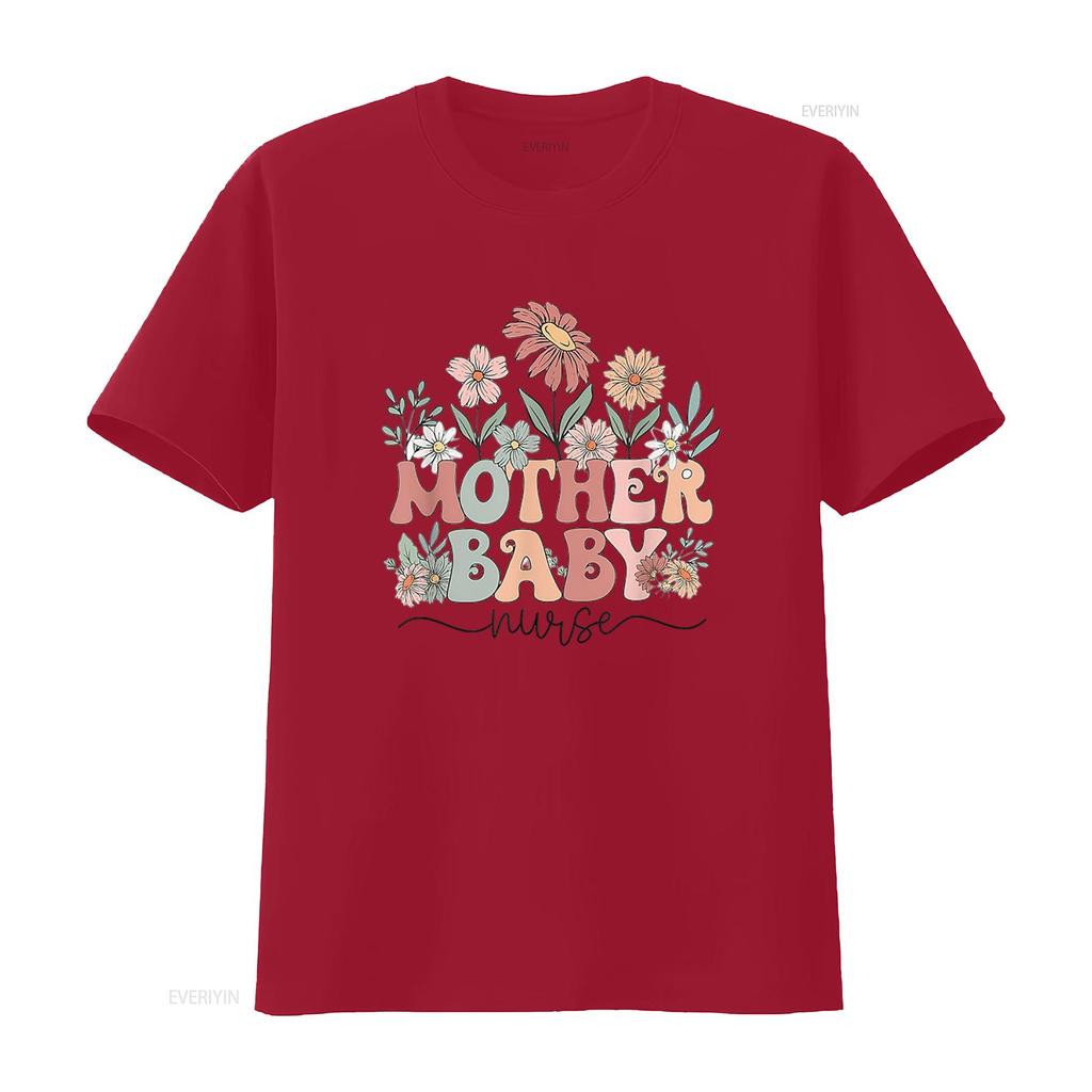 Wildflower Mother Baby Nurse Crew T Shirt White 3X Large Vintage Washed Unisex Top For Everyday Wear Stretched Fashion Casual