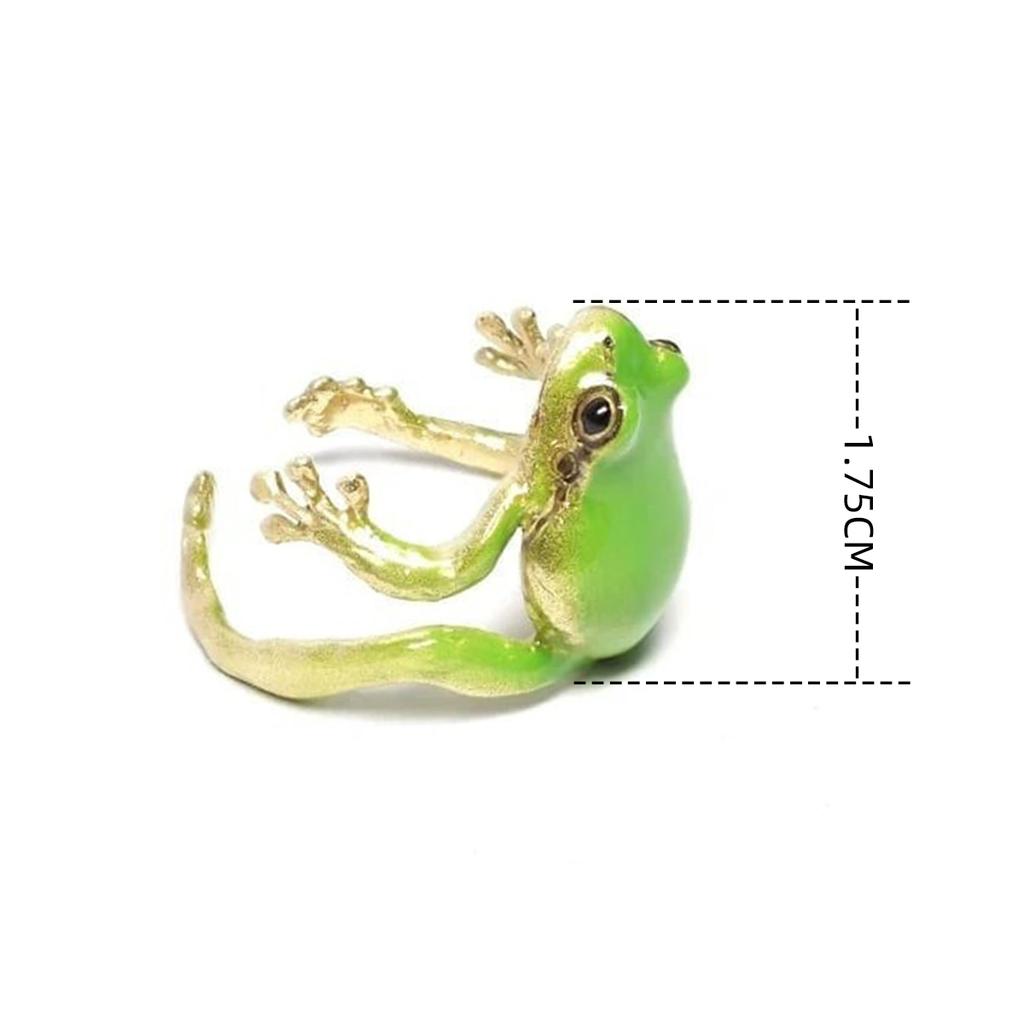 Exquisite Green Enamel Frog Open Ring For Women Cute Animal Lovely Party Adjustable Finger Jewelry Men Accessories Gifts N856