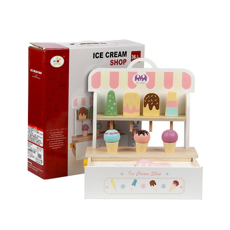Children Wooden Ice Cream Toy Set Imaginative Play Motor Enhancement Skills