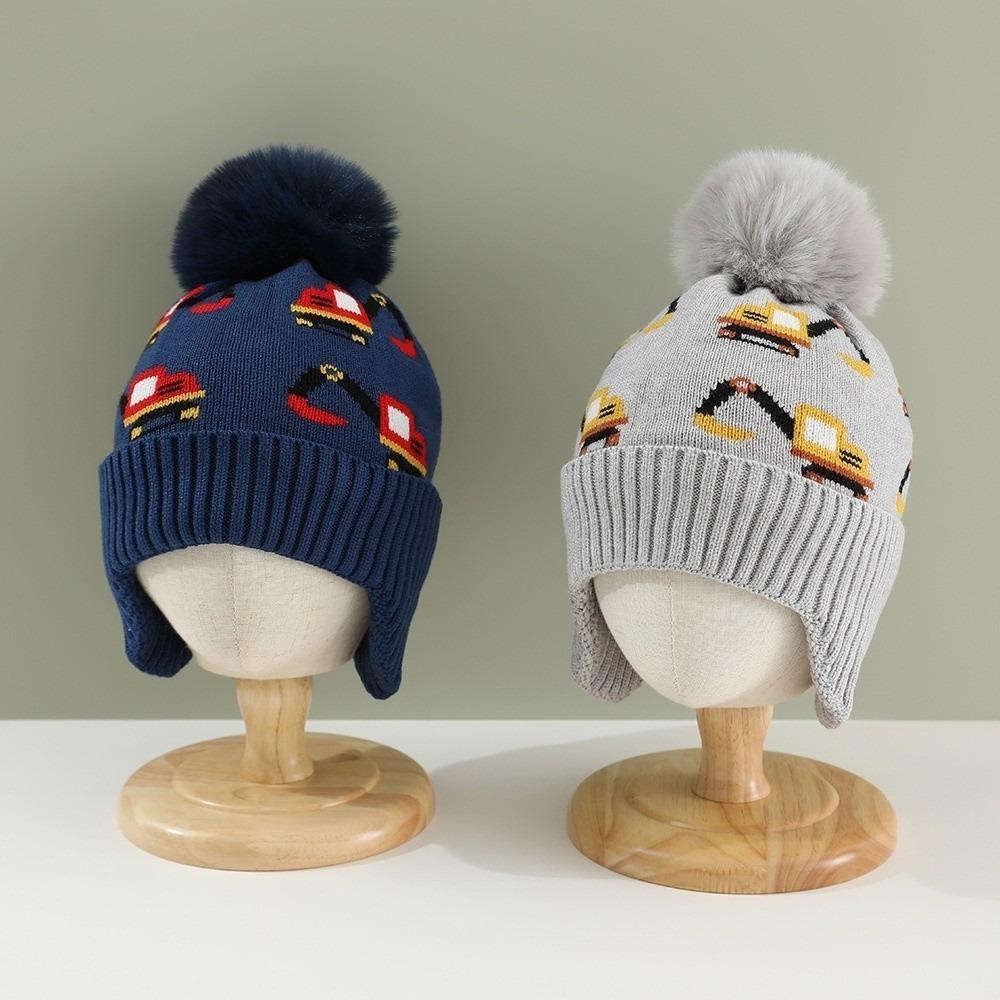 Verstellbare Ohrenklappen Mütze Warmes Fleecefutter Gestrickte Beanie Niedliche Kinder Wintermütze Winter
