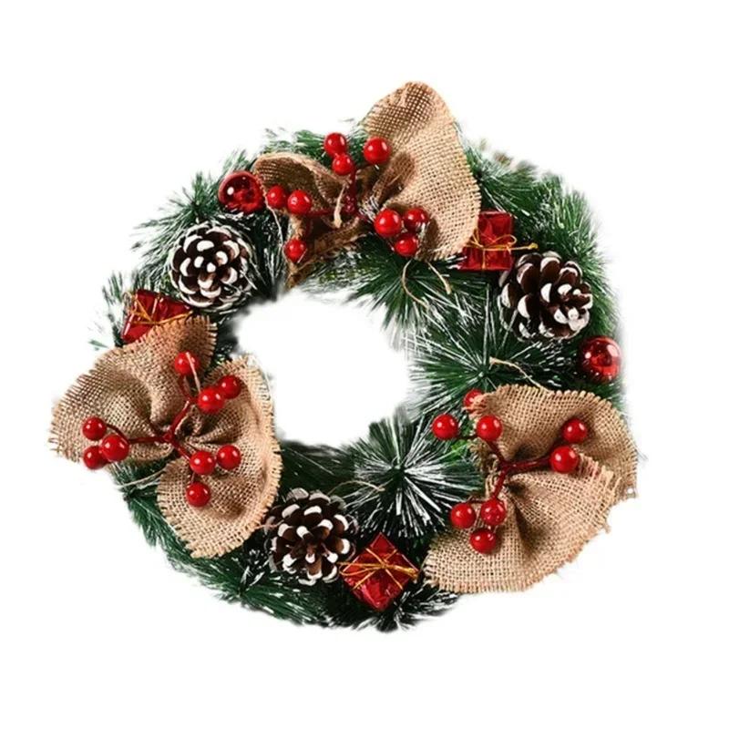 

Christmas Simulation Wreath for Door and Window Hanging Handmade PVC Decoration Prop Suitable for Indoor and Outdoor Use
