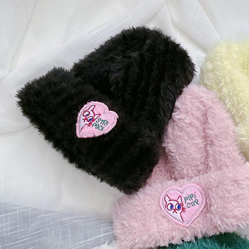 

Autumn and winter versatile pink plush hat student face small couple cold wool hat M（56-58cm）