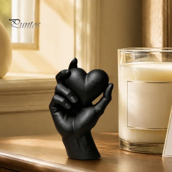 PLA Sculpture for Gifts Hand Holding Heart 3D Printed Figurine, Modern Minimalist Sculptural Desk Decor, Romantic Ornaments Home Accent Shelf