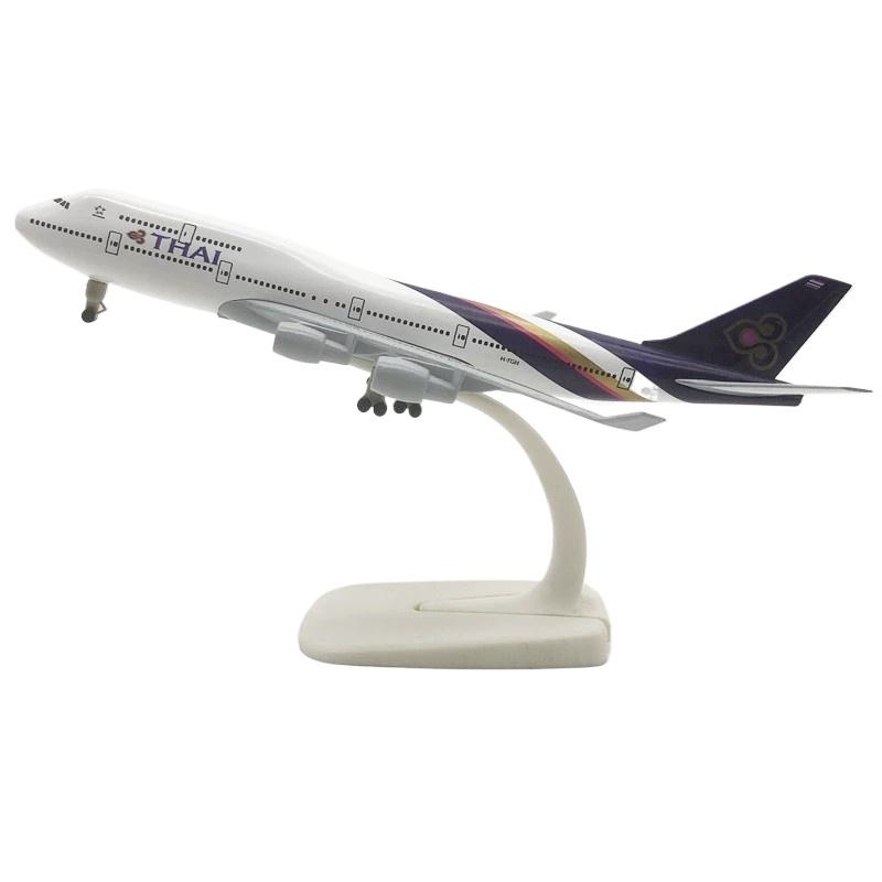 

1/400 20CM B747 Thailand THAI Airways Alloy Aircraft Model Die-cast Airplane Kids Toys Model with Wheel Stand Collectible Displa
