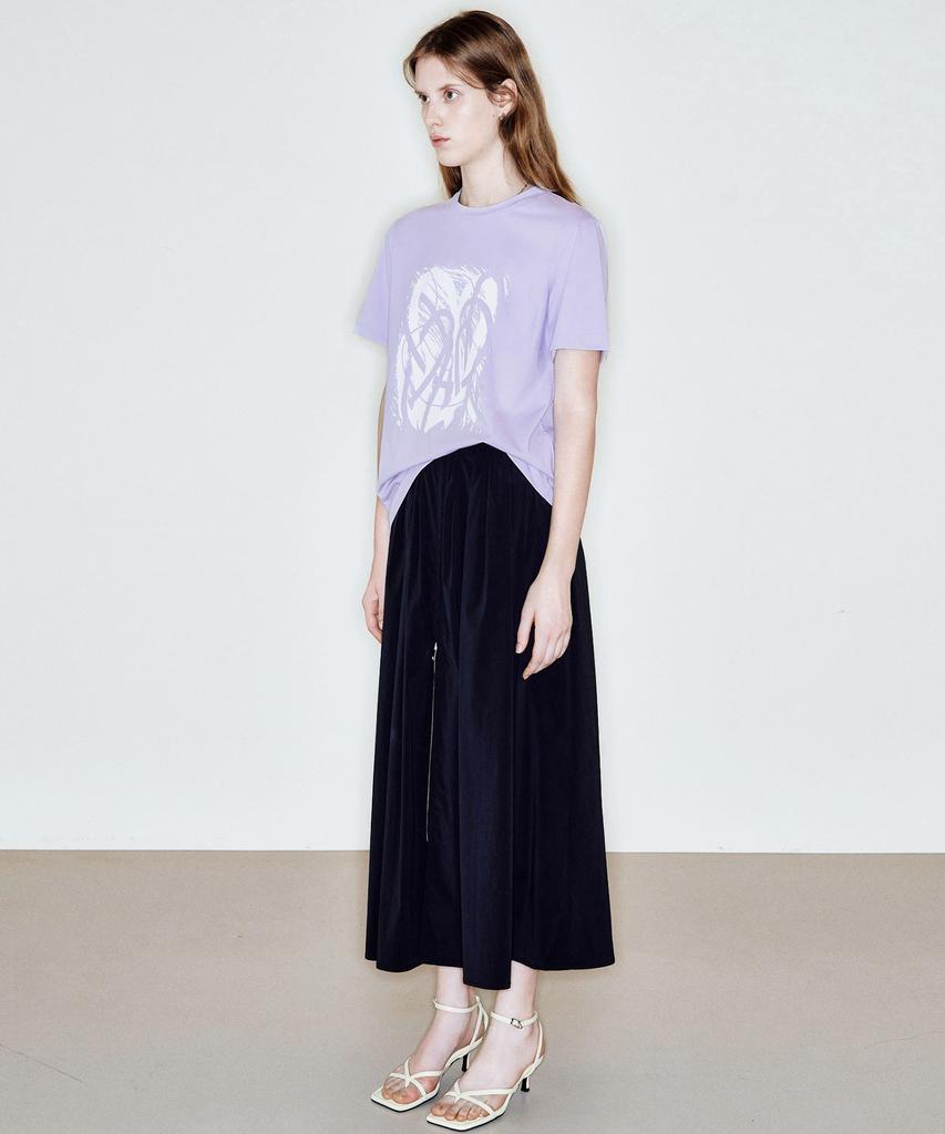 Ssikeoseun Printed Round Neck T-Shirts_Lavender