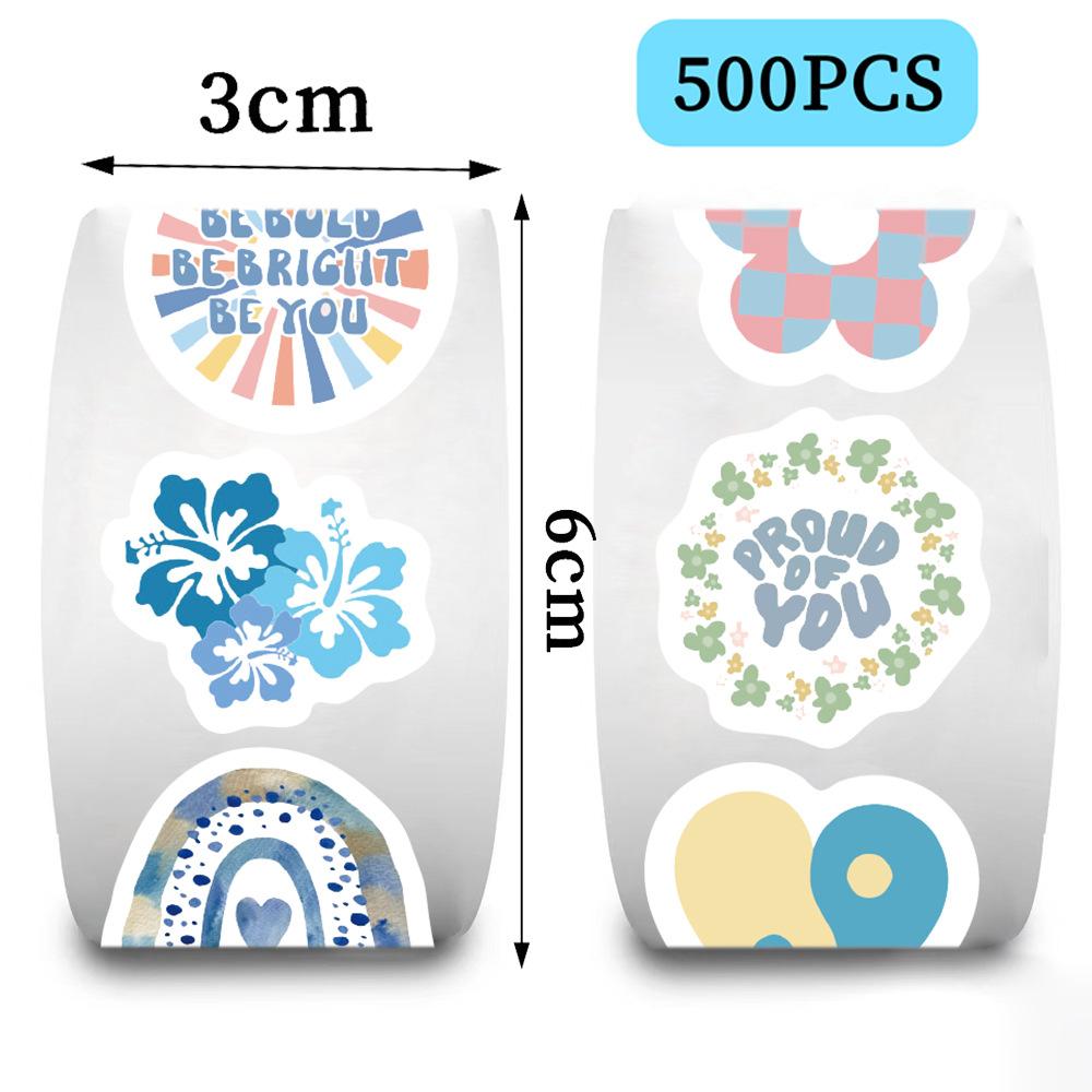 500 Pictures/roll Roll Tape Ins Style Blue Cartoon Sticker Hand Account Material Envelope Seal Sticker