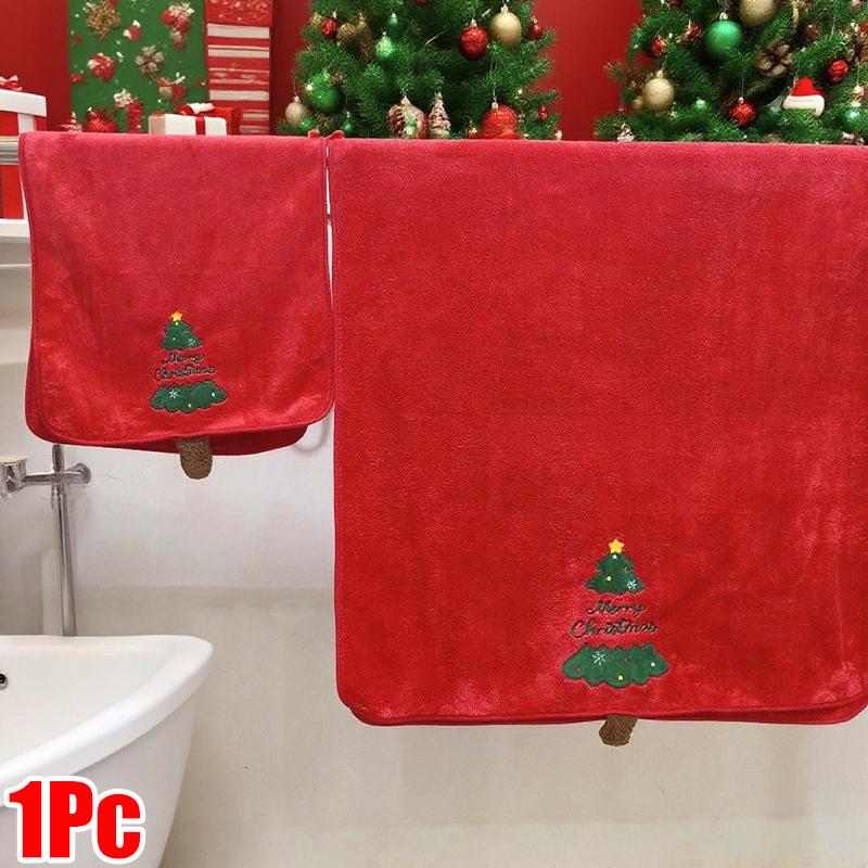 Christmas Bath Towels Practical Christmas Gift Comfortable Hand Towel Thick Cartoon Pattern Cute 35*75/70*140cm