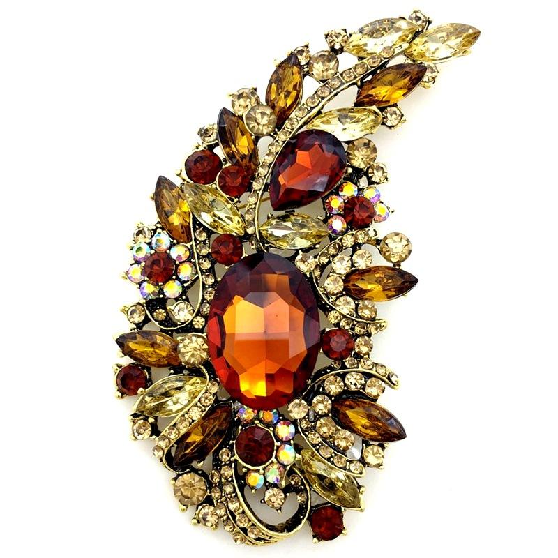 Luxury Full Crystal Exaggerated Broocch Badges For Women Men Elegant Rhinestone Waterdrop Pin  Lady Clothing Coat Corsages
