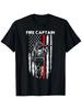 Feuerwehrhauptmann Chief Amerikanische Flagge Geschenke Feuerwehrhauptmann T-Shirt für Unisex Herren Unisex Freizeit Rundhals Outdoor Kurzarm T-Shirt Größen Patriot