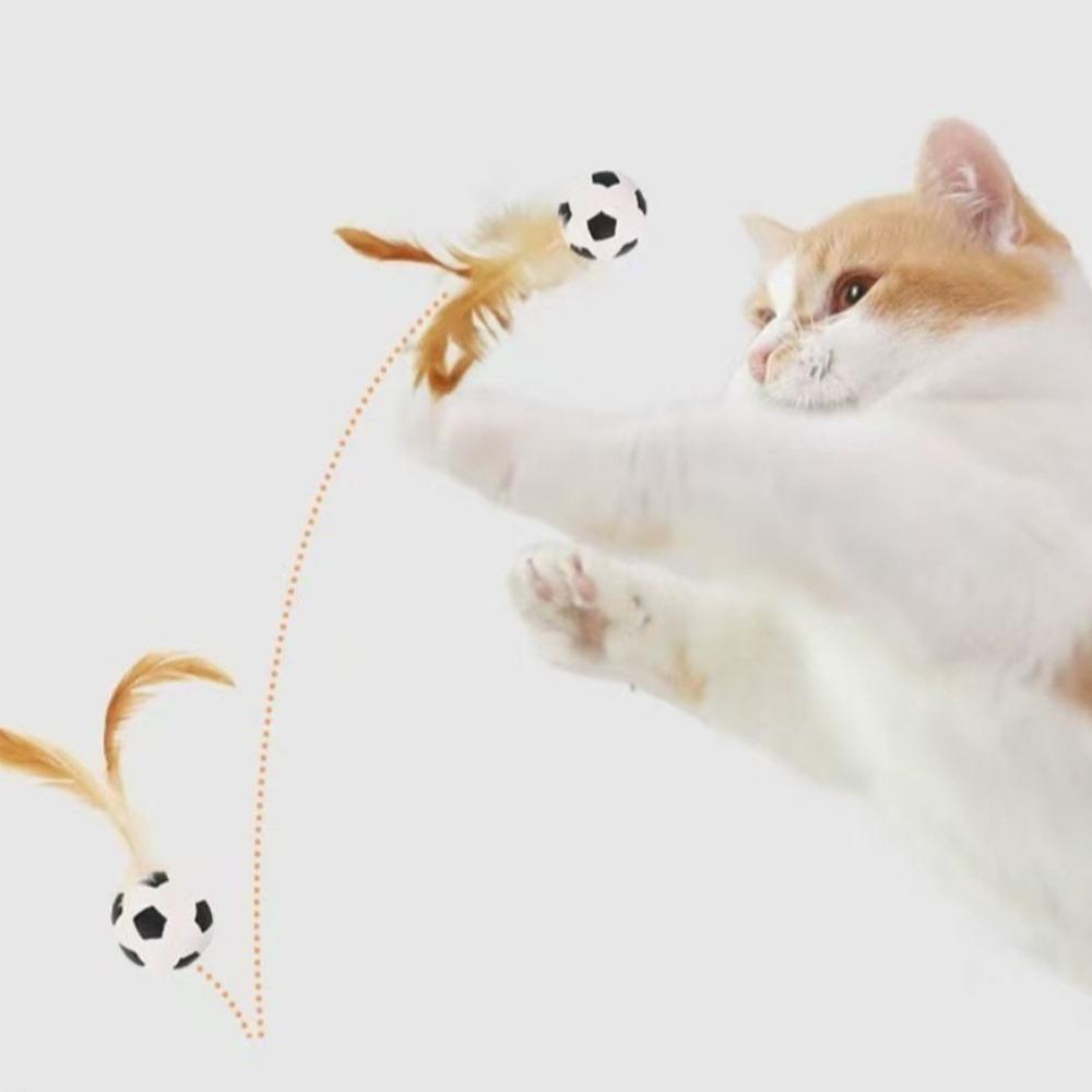 3pcs Cat Interactive Ball Toys Bouncy Balls With Feathers For Indoor Cat Bouncing Ball Cat Training Toy Pet Supplies