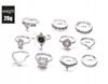 Silver Retro Punk Boho Ring Set 91