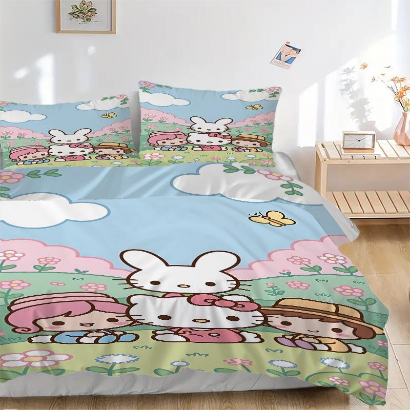 Hello Kitty Garden Print 3Pcs Bedding Setduvet Cover With 2 Bedropillowcase Home Birthday Gift
