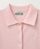 Seteo (W) Basic Cotton Collar Half Cardigan Pink