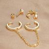 Tassel Chain Hoop Earrings Set for Women Stainless Steel Cubic Zirconia Geometric Round Huggie Earring Piercing Jewelry aretes