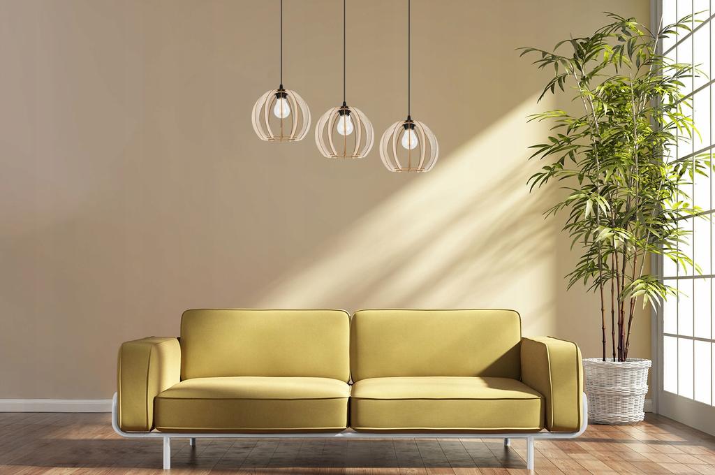 NOWOCZESNA DREWNIANA wisząca lampa sufitowa LED