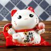 Japanese 6 inch Maneki Neko Ceramic Lucky Cat Home Decoration Desktop Ornament Fortune Cat Money Box Fengshui Craft Gifts