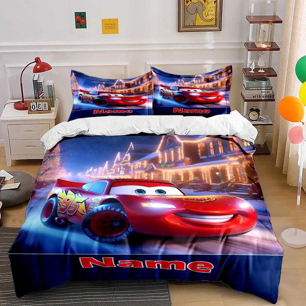 

Personalization Customized Name Quilt Cover Cartoon Car Printing 3 PCS Pillowcase Bedding Set Children Adult Luxury Gift EU Twin 135X200cm