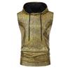 Stamping Print Men's Tank Tops Disco Dancing Hooded Vest Slim Fit Nightclub Bodybuilding Sleeveless Top Men Party Clothes