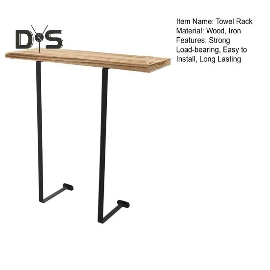 Wall Mounted Towel Holder with Wood Shelf Strong Load-bearing Easy To Install Multi-functional Bathroom Towel Rack Storage Holder