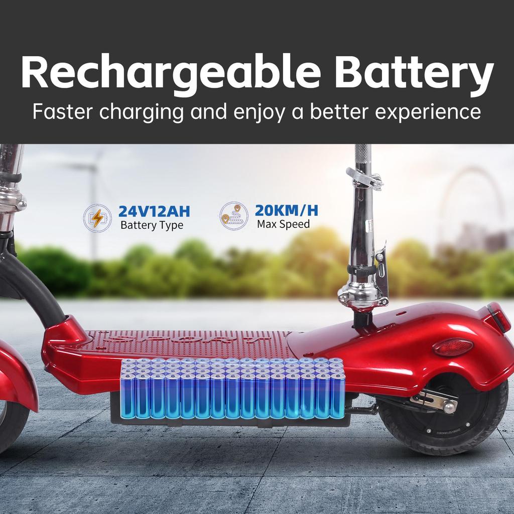 Přenosná skládací elektrická koloběžka 20 km/h Rychlé nabíjení Bezpečná bubnová brzda Pro dospělé Městská dojížděcí e-koloběžka s předním a zadním světlem a sedlem