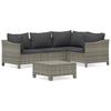 vidaXL 5-tlg. Garten-Lounge-Set mit Kissen Grau Poly Rattan