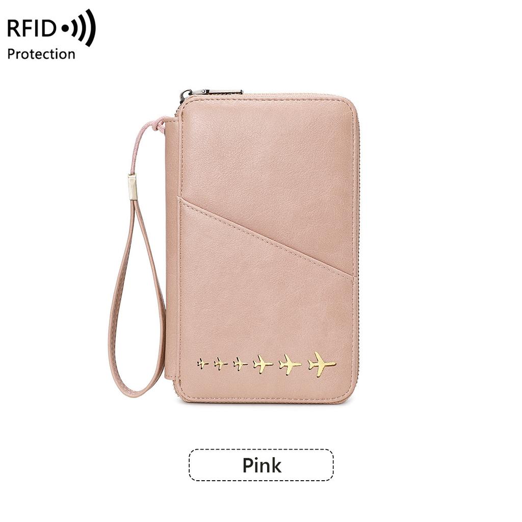 Popular Creative Airplane Pattern RFID Anti-theft Passport Holder Long Zipper Fashion Travel Document & ID Card Storage Wallet
