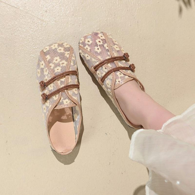 Fashion Woman Footwear Flat Slip on Hollow Mesh Breathable Shoes for Women Offers Korean Aesthetic High Quality Deals Cotton Original