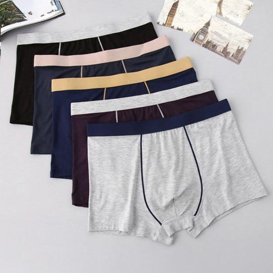 Men Boxer Underwear Mid-rise Breathable Smooth Wiring Perfect Fit Shorts Panties Patchwork Color Tight Cut Underwear