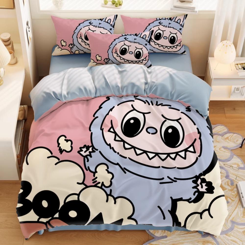 Schattig bubu beddengoed 2/3-delige slaapkamerset, kindercadeau tieners volwassene microvezel tweepersoonsbed dekbedovertrek met rits kamerdecor