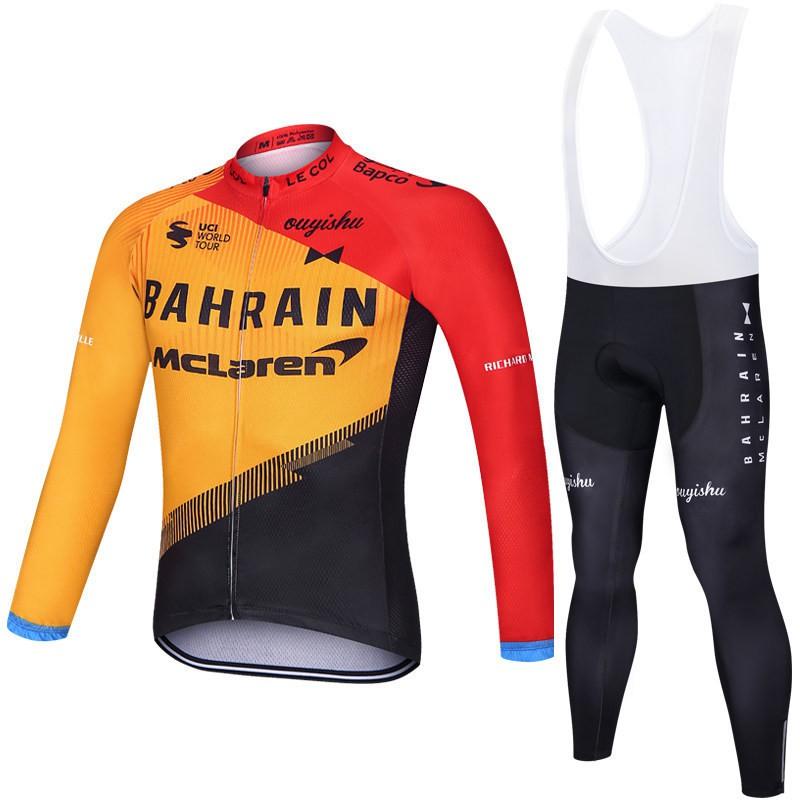 Herren Damen Radsport Trikot Trägerhose Set Atmungsaktiv Langarm Rennrad Outfit