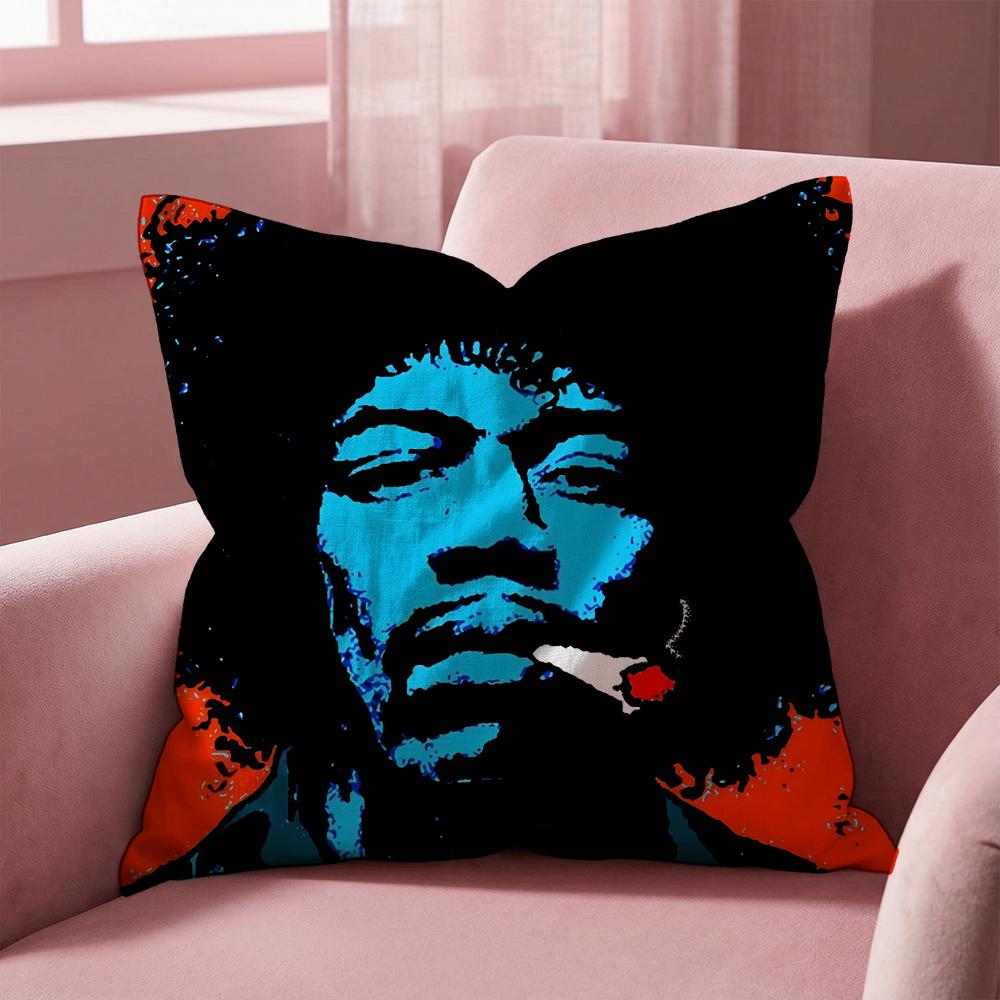 SingerJ-Jimi H-Hendrix Cushion Cover Multi-Scene Pillow Cover for Home & Car - Reversible, Soft & Durable for Daily Use