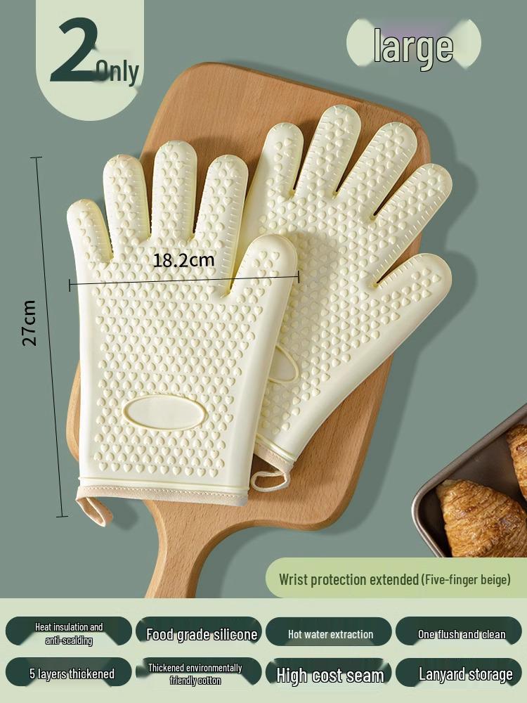 Guanti da forno in silicone resistenti al calore: Antiscivolo, Spesso, Impermeabile, Protezione Anti-Scottatura