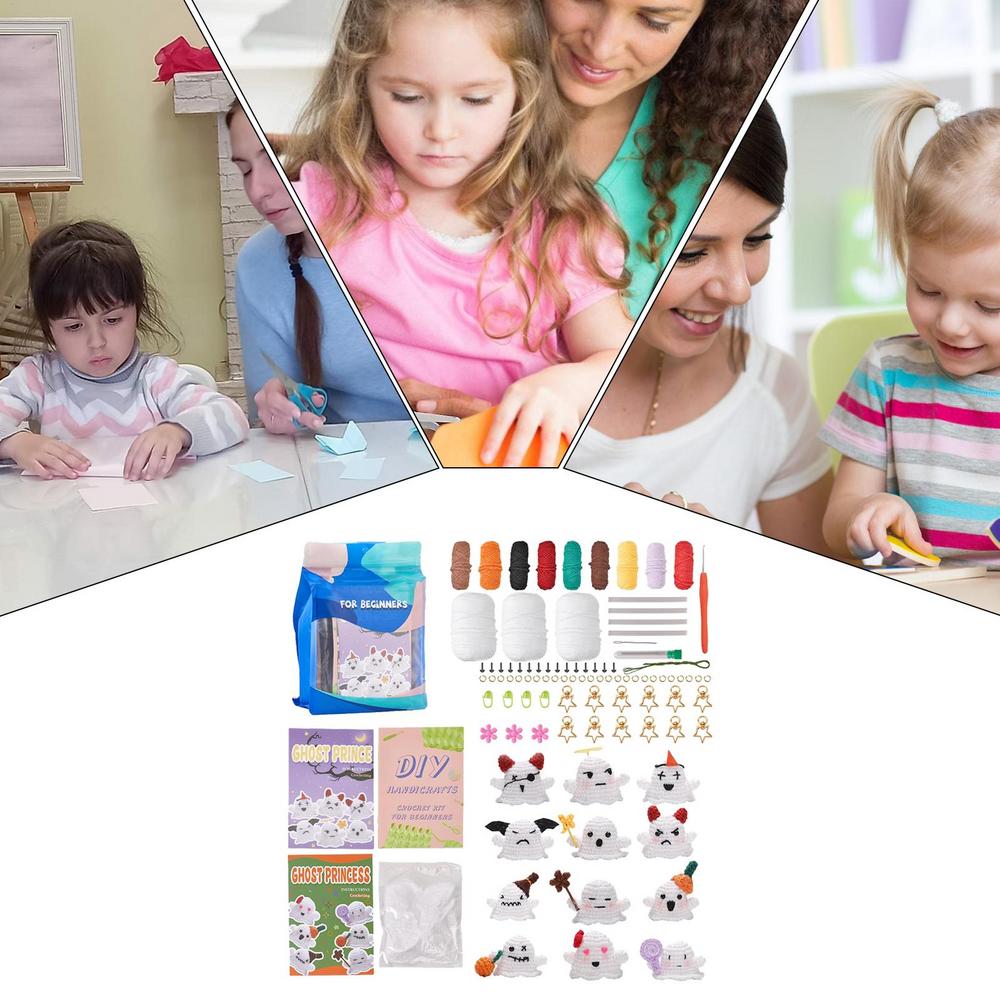 Crocheting Beginner Kits Ghost Doll Crafts Knitting Kit Cotton Crochet Thread Crochet Beginner Kit for Beginners Girlfriends