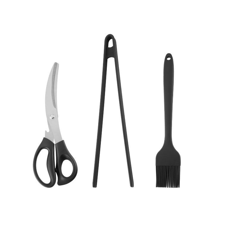 Koreanische Grillschere, Clip, Grillzange und Ölpinsel-Set zum Kochen, multifunktionales Silikon-Camping-BBQ-Werkzeug, Küchenzubehör