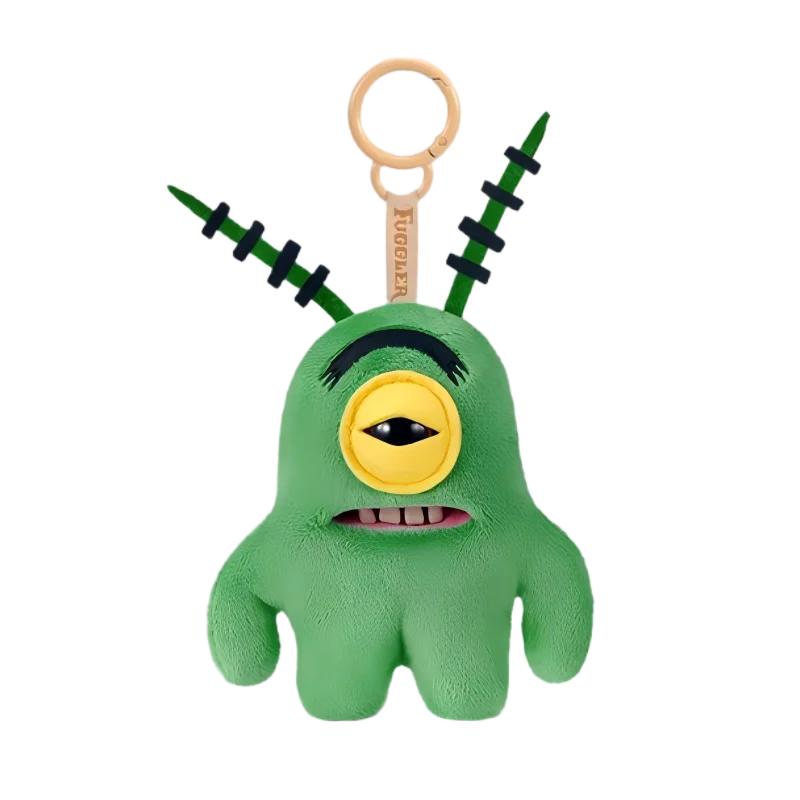 Ugly Cute Plush Teeth Monster Keychain SpongeBob Patrick Style Backpack Charm Funny Soft Doll Decoration Toy