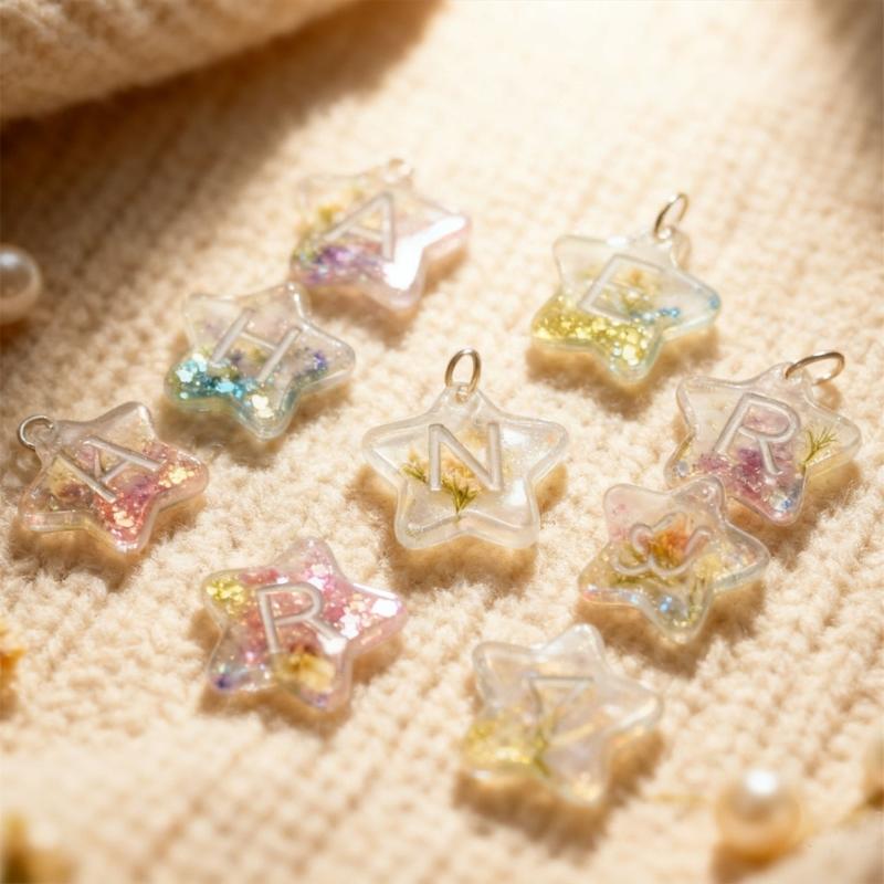 Reusable Silicone Jewelry Mold with Letter Star Shape Handmade Pendant Moulds for Making Charm Pendants Crafting