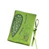Hand-Stitched Applique Linen Book Sleeve, Begonia Maculata Embroidery A6 Journal Cover, Tie Strap Notebook Protector
