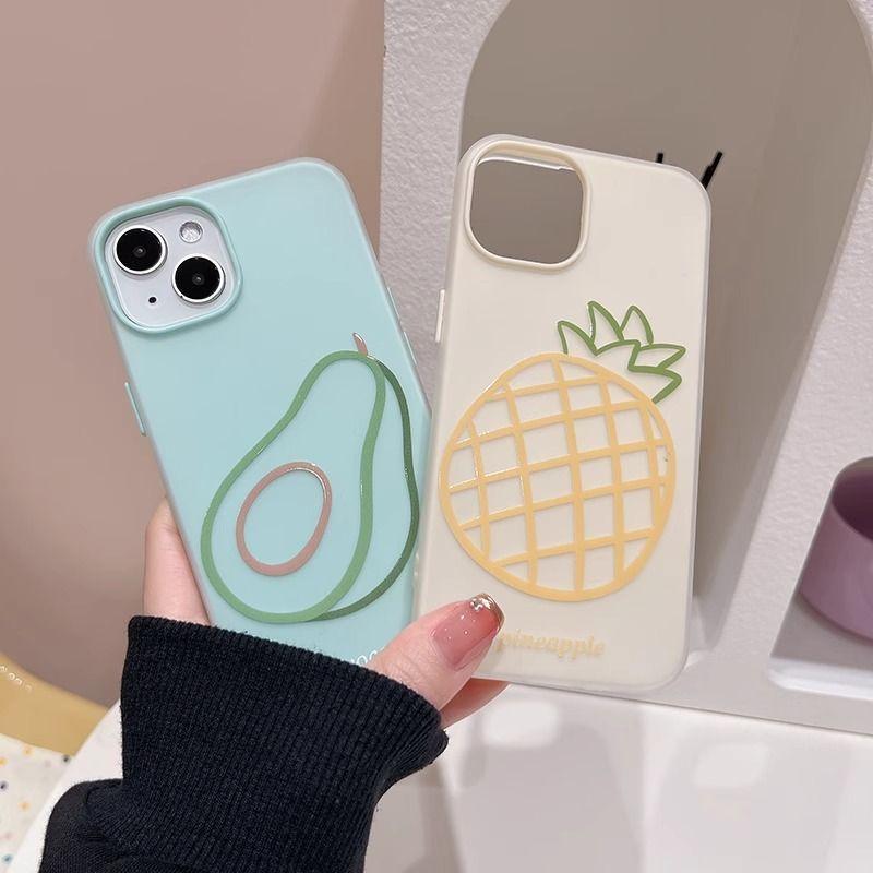 Simple lines and fruits are suitable for Apple 16/17promax mobile phone case iPhone14 skin matte 15 sets of Air.