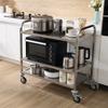 Kitchen Utility Cart, 3 Tiers, Wire Rolling Cart with 450LBS Capacity, Steel Service Cart on Wheels, Metal Storage Trolley with 80mm Basket Curved