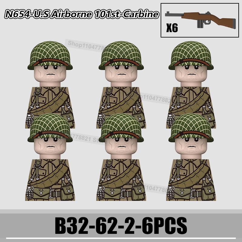 WW2 US Rangers 101 Airborne Soldier Figures Building Blocks Military Army Infantry Gear Helmet Rifle Guns BAR Bricks Toy Gifts