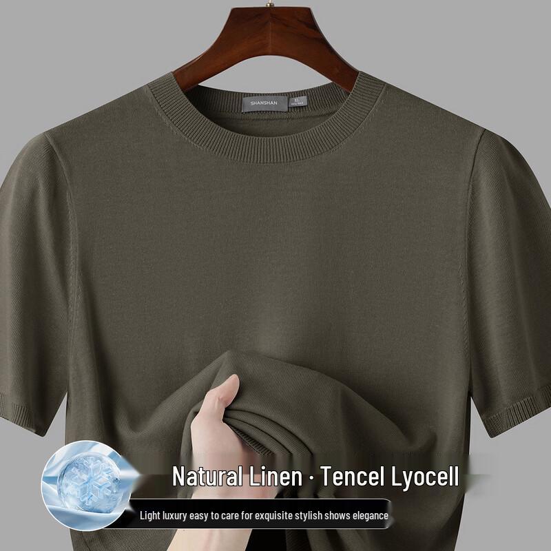 SHANSHAN Men s Linen Blend Casual Short Sleeve T-Shirt 2XL