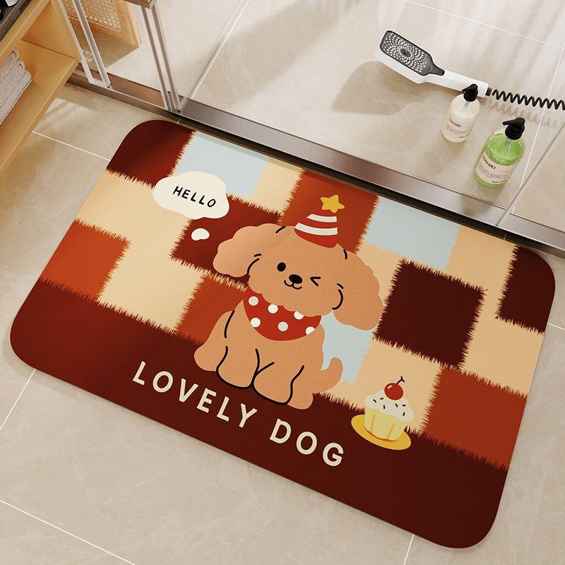 Cartoon Animal Bathroom Mat Non-Slip Absorbent Diatomite Floor Shower Toilet Area Home Use