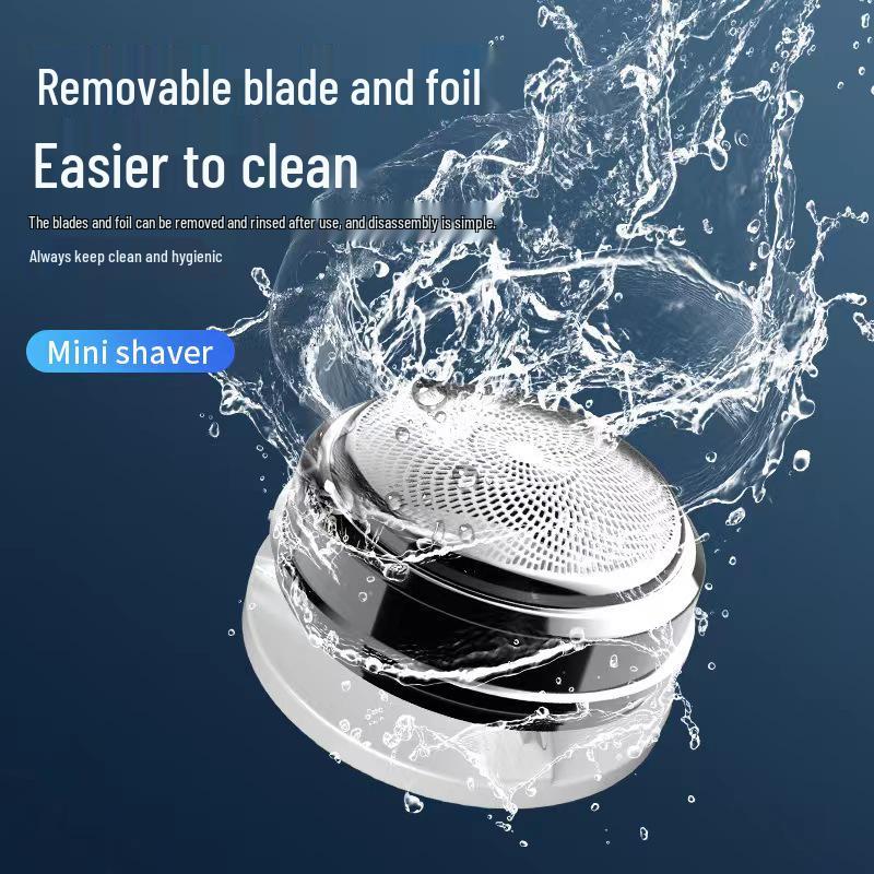 Rechargeable Men's Electric Shaver: Portable Beard Trimmer with Long-lasting Battery for Home, Travel, and Car Use.