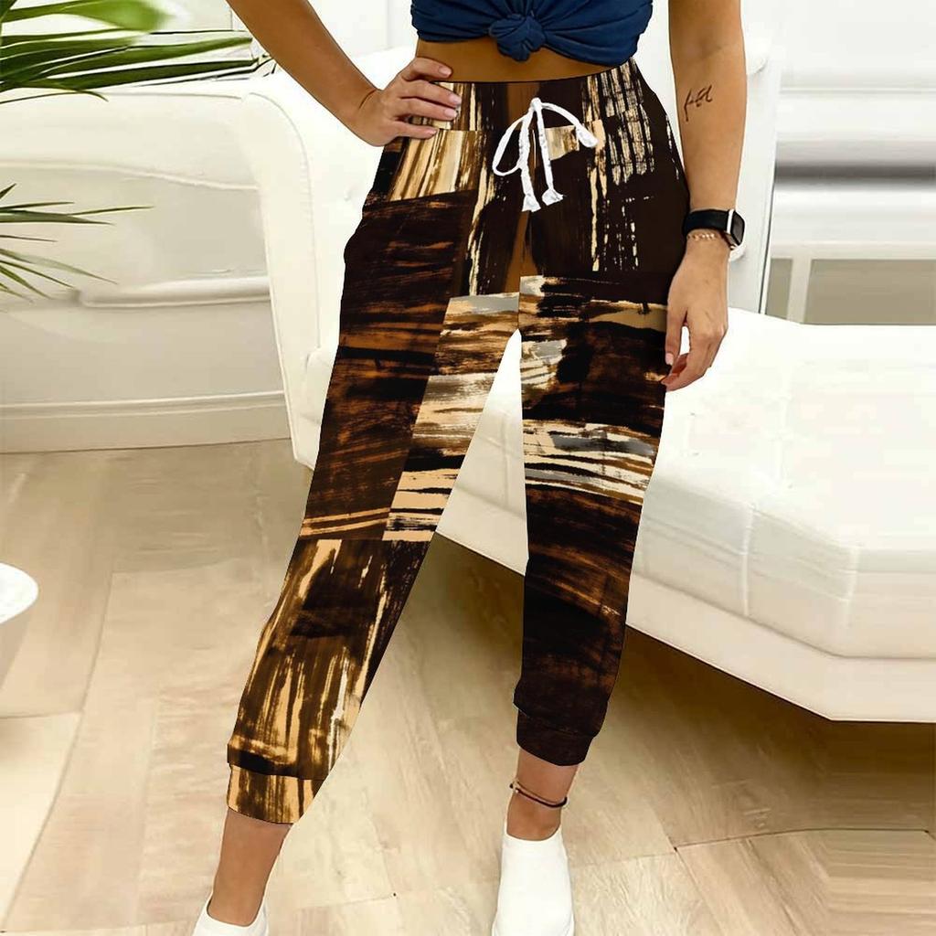 Summer Ladies   Starry Sky Printed Sweatpants Loose Fit Drawstring Joggers Elastic Cuff Daily Casual Pants