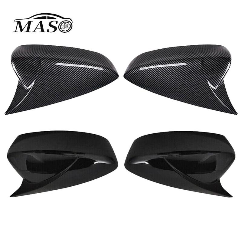2pcs Glossy Black/ Carbon Fiber Car Side Door Rearview Mirror Cover Cap Sticker Trim for Mazda 3 Axela