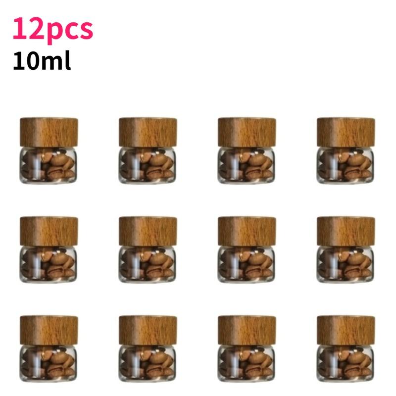 

12pcs Food-Grade 10/20/30ML Glass Storage Jars with Plastic Lids Mini Sealed Containers for Storing Spices Coffee Beans Jewelry