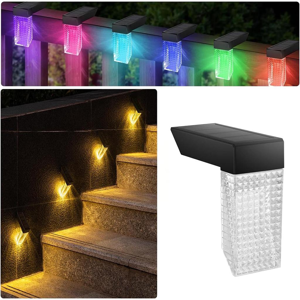 Right Angle Solar Deck Lights 2.4w 1.2v Abs Pc Intelligent Night Light Lamp Waterproof Power Bulb Warm White/white & Rgb Outdoor