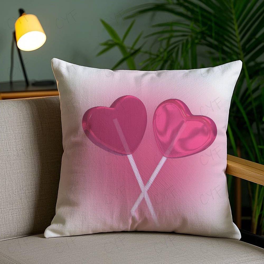 Sweet Pink Candy Pillow Case Safe Custom Photo Pillow, Anti-Fade Brushed Fleece Cushion, Maternal & Infant Safe.