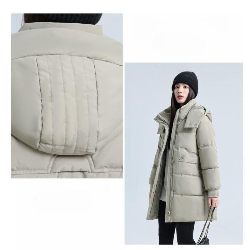 Winter Locker Mode Übergröße Verdickter Baumwollmantel Damen Lange Länge Reine Farbe Jacke