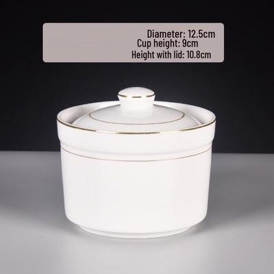 ZISIZ Gold Rimmed Stew Cup with Lid